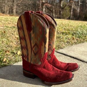 Red and Patterned Cowboy Boots